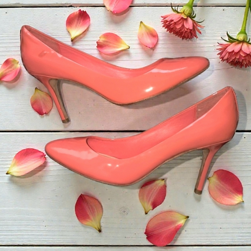 Coach Nala Bright Coral Patent Leather Pump Size 9 - Picture 1 of 11